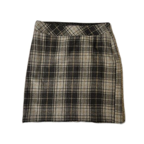 Eddie Bauer Dresses & Skirts - Eddie Bauer Wool Gray Plaid Mini Skirt Size 8 Winter Dark Academia Fall Pencil